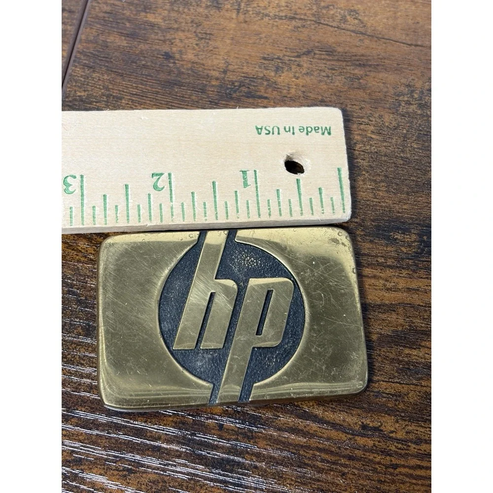 Hewlett Packard Computers Belt Buckle Vintage HP Brass USA Made Jack Nadel